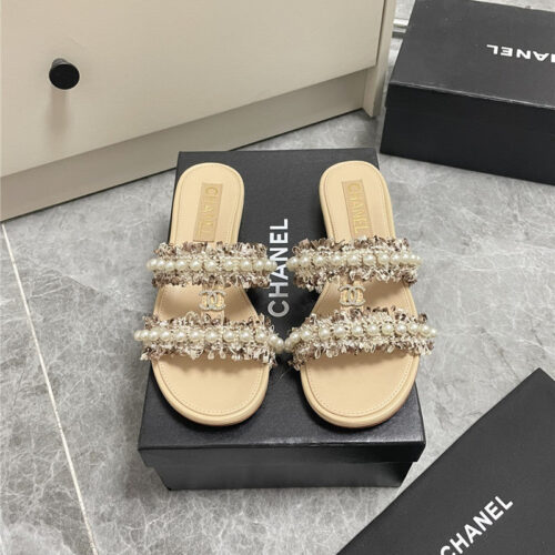 High Quality Luxury Chanel New Pearl Buckle Slippers – Style 90246 product detail