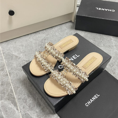 High Quality Luxury Chanel New Pearl Buckle Slippers – Style 90246 alternate view