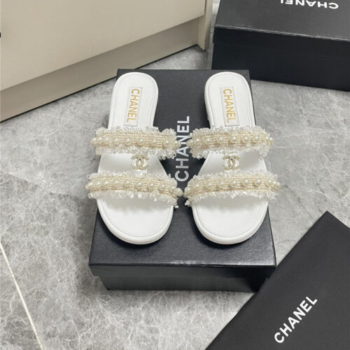 High Quality Luxury Chanel New Pearl Buckle Slippers – Style 55782 product detail