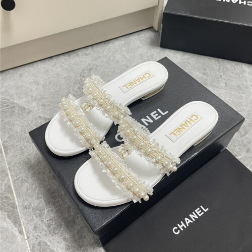 High Quality Luxury Chanel New Pearl Buckle Slippers – Style 55782 alternate view