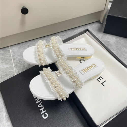 High Quality Luxury Chanel New Pearl Buckle Slippers – Style 55782 product detail