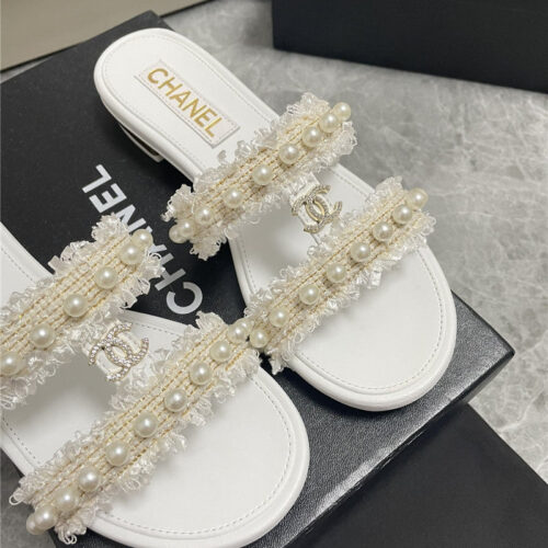 High Quality Luxury Chanel New Pearl Buckle Slippers – Style 55782 product detail
