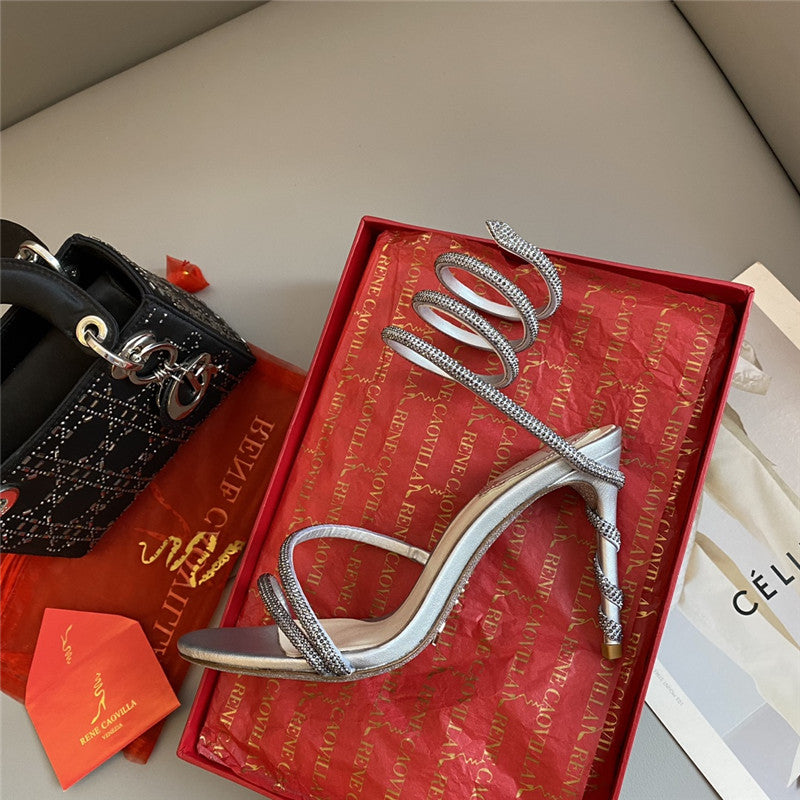 High Quality Luxury Rene Caovilla Snake Band Sandals – Style 20422 product detail