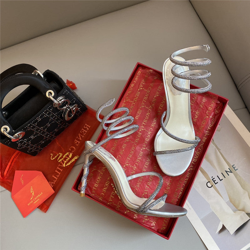 High Quality Luxury Rene Caovilla Snake Band Sandals – Style 20422 product detail