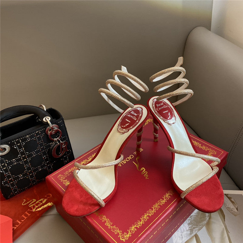 High Quality Luxury Rene Caovilla Snake Band Sandals product detail