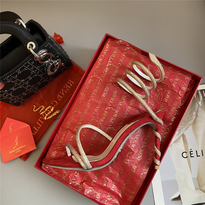 High Quality Luxury Rene Caovilla Snake Band Sandals product detail