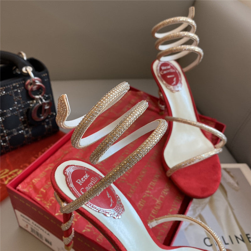 High Quality Luxury Rene Caovilla Snake Band Sandals product detail