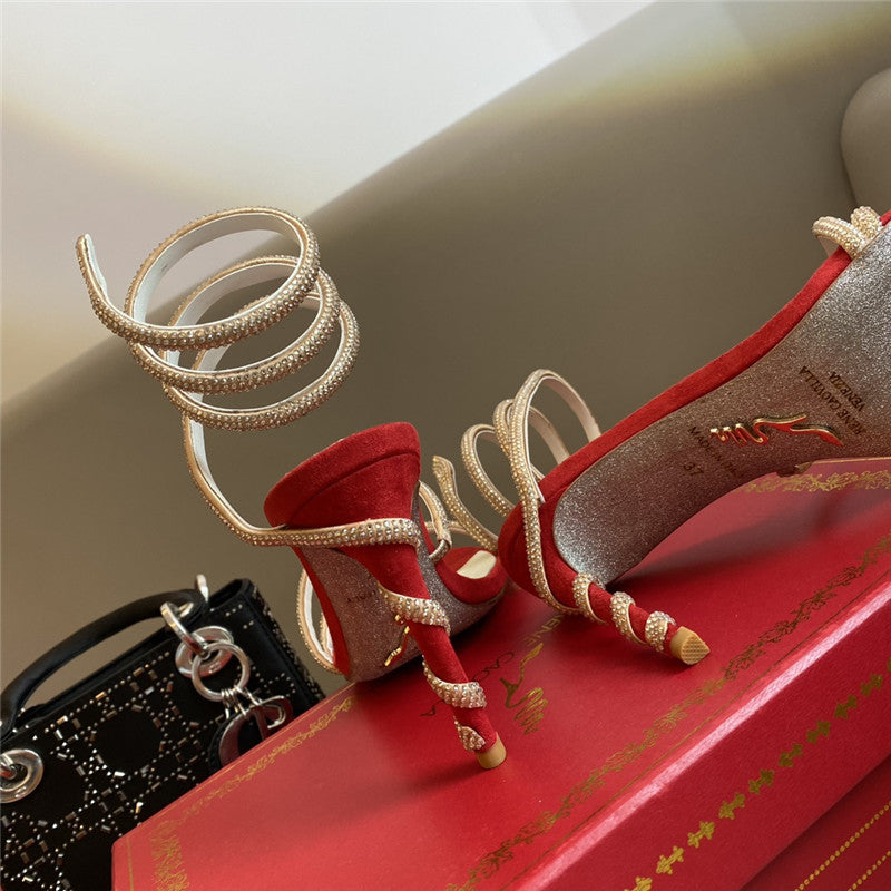 High Quality Luxury Rene Caovilla Snake Band Sandals product detail