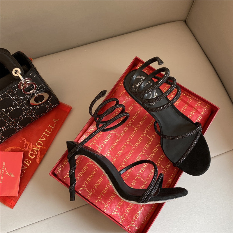 High Quality Luxury Rene Caovilla Snake Band Sandals – Style 41318 product detail