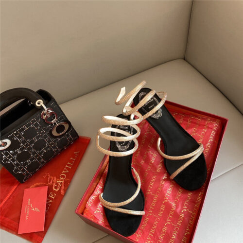 High Quality Luxury Rene Caovilla Snake Band Sandals – Style 05158