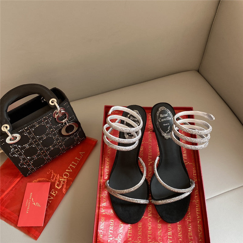 High Quality Luxury Rene Caovilla Snake Band Sandals – Style 36230 product detail