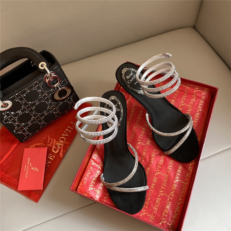 High Quality Luxury Rene Caovilla Snake Band Sandals – Style 36230