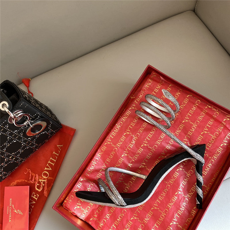 High Quality Luxury Rene Caovilla Snake Band Sandals – Style 36230 product detail