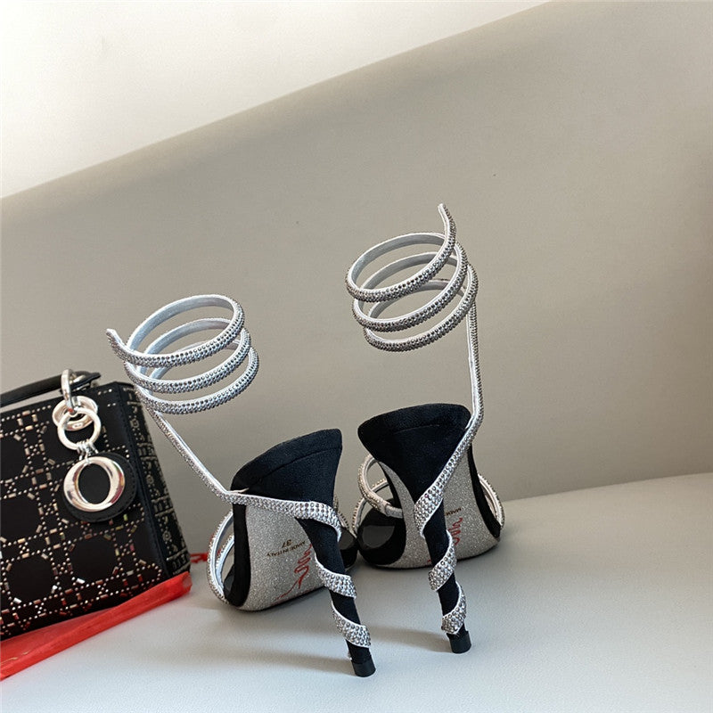 High Quality Luxury Rene Caovilla Snake Band Sandals – Style 36230 product detail