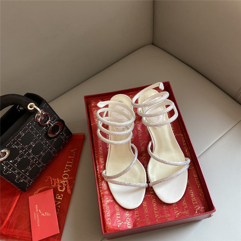 High Quality Luxury Rene Caovilla Snake Band Sandals – Style 00070 product detail