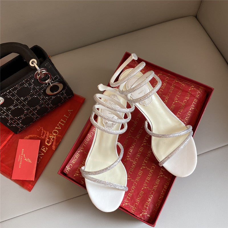 High Quality Luxury Rene Caovilla Snake Band Sandals – Style 00070