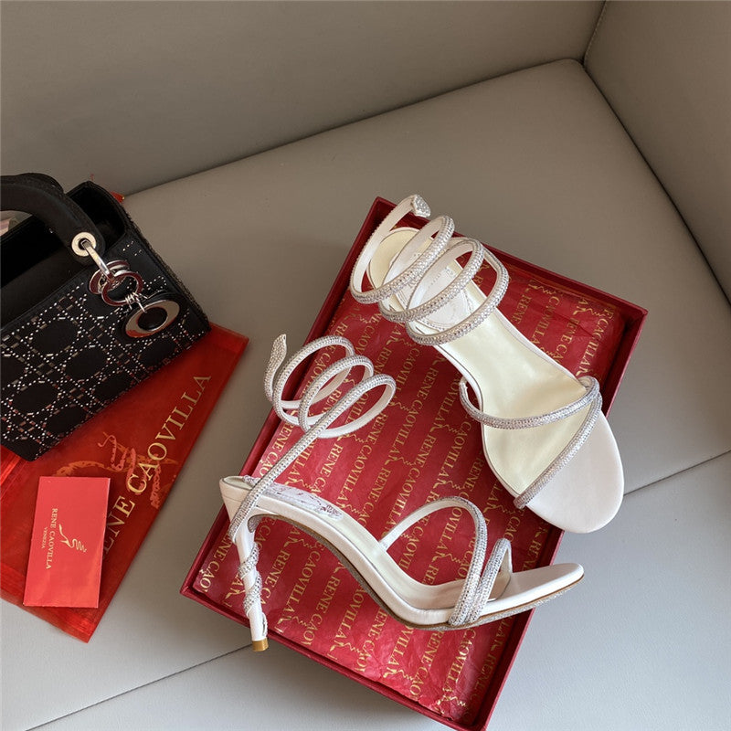 High Quality Luxury Rene Caovilla Snake Band Sandals – Style 00070 product detail