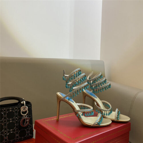 High Quality Luxury Rene Caovilla Classic Snake Wrap Sandals – Style 94438