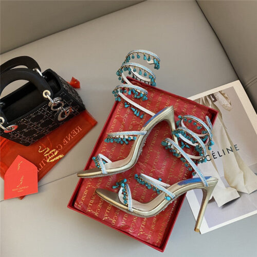 High Quality Luxury Rene Caovilla Classic Snake Wrap Sandals – Style 94438 product detail