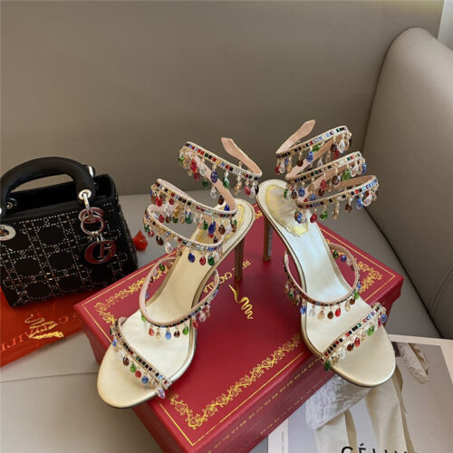 High Quality Luxury Rene Caovilla Classic Snake Wrap Sandals – Style 25510 alternate view