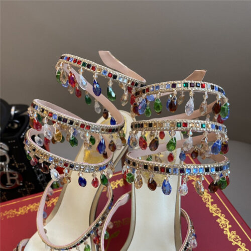 High Quality Luxury Rene Caovilla Classic Snake Wrap Sandals – Style 25510 product detail