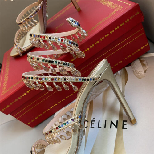 High Quality Luxury Rene Caovilla Classic Snake Wrap Sandals – Style 89350 product detail