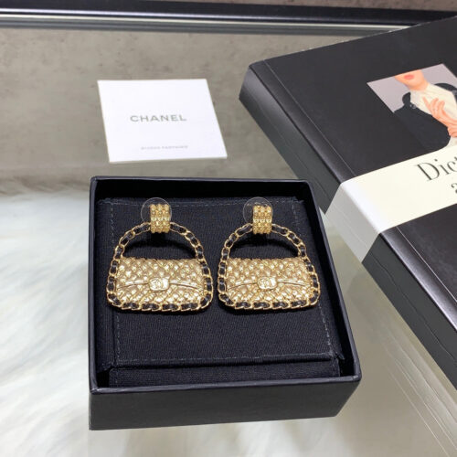 High Quality Luxury Chanel Diamond Bag Earrings – Style 49813