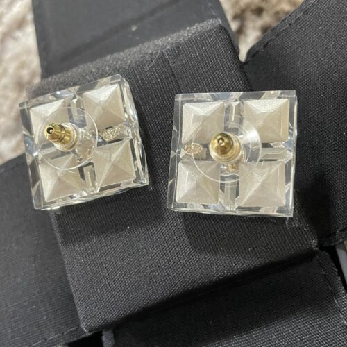 High Quality Luxury Chanel Acrylic Faceted Stud Earrings alternate view