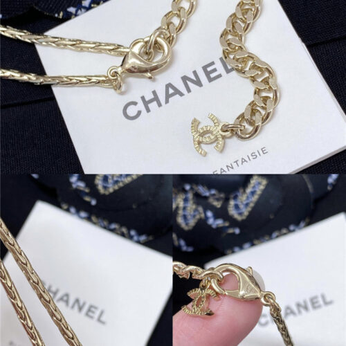 High Quality Luxury Chanel Double C Crystal Snake Bone Necklace product detail