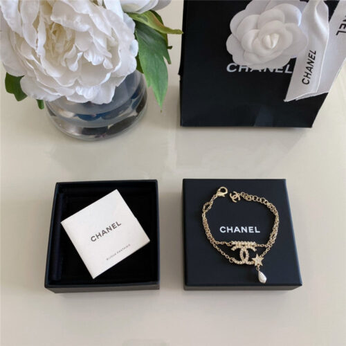 High Quality Luxury Chanel Double C Pendant Star Pearl Bracelet