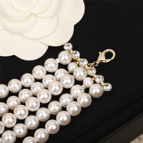 High Quality Luxury Chanel Five Layer Pearl Triangle Necklace product detail