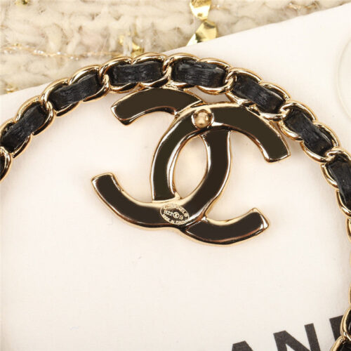 High Quality Luxury Chanel Circle Piercing Leather Double C Earrings product detail