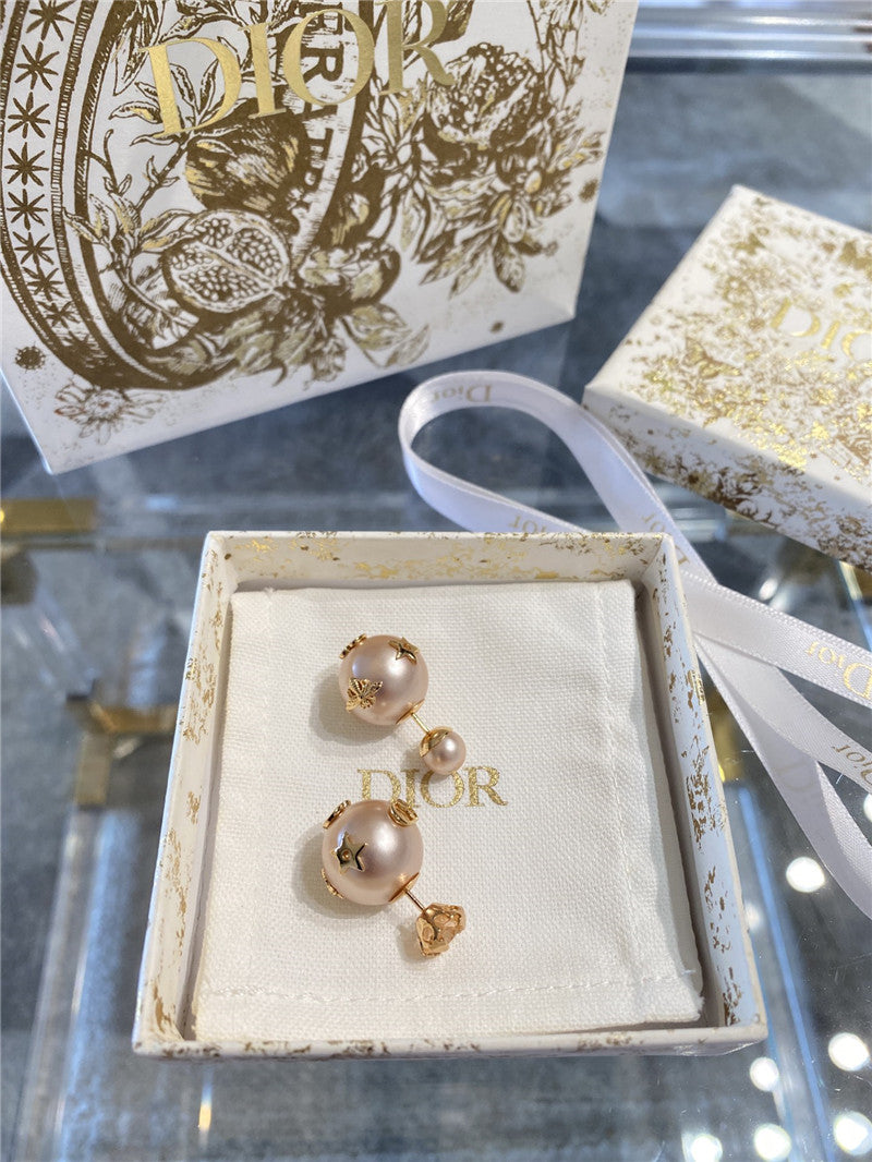 High Quality Luxury Dior New Pink Pearl Crystal Earrings product detail