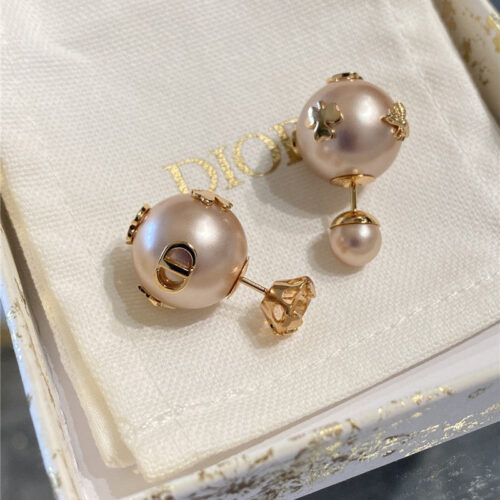 High Quality Luxury Dior New Pink Pearl Crystal Earrings