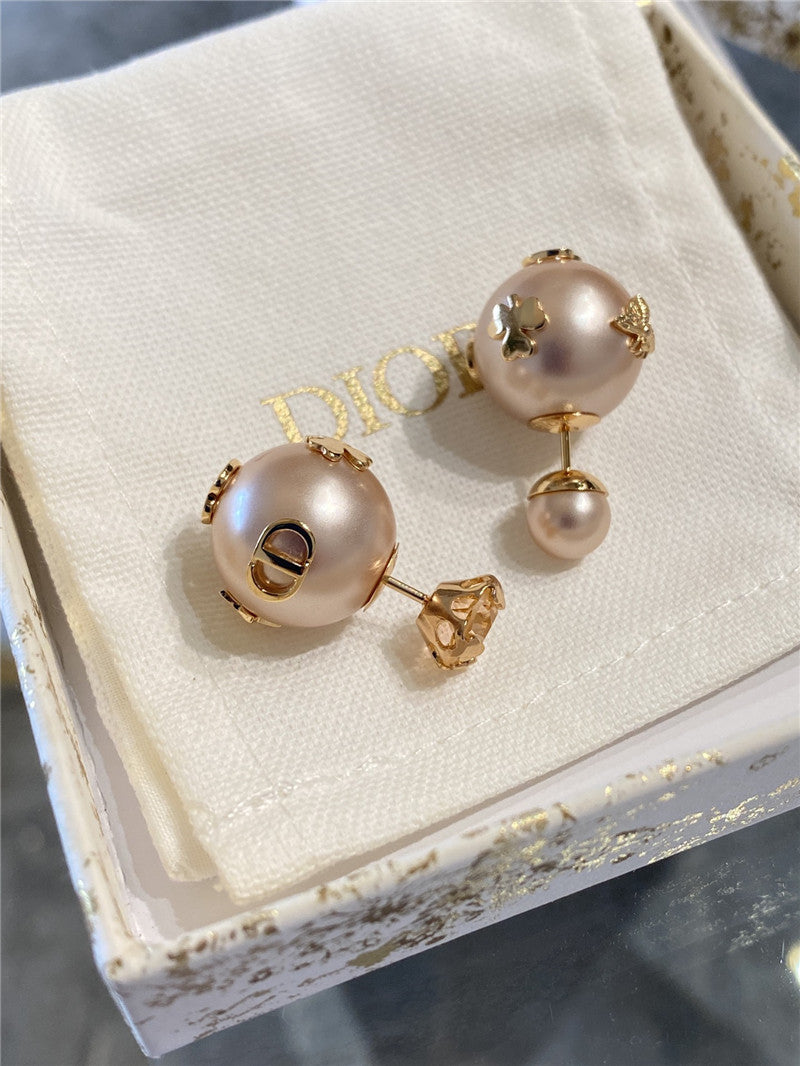 High Quality Luxury Dior New Pink Pearl Crystal Earrings