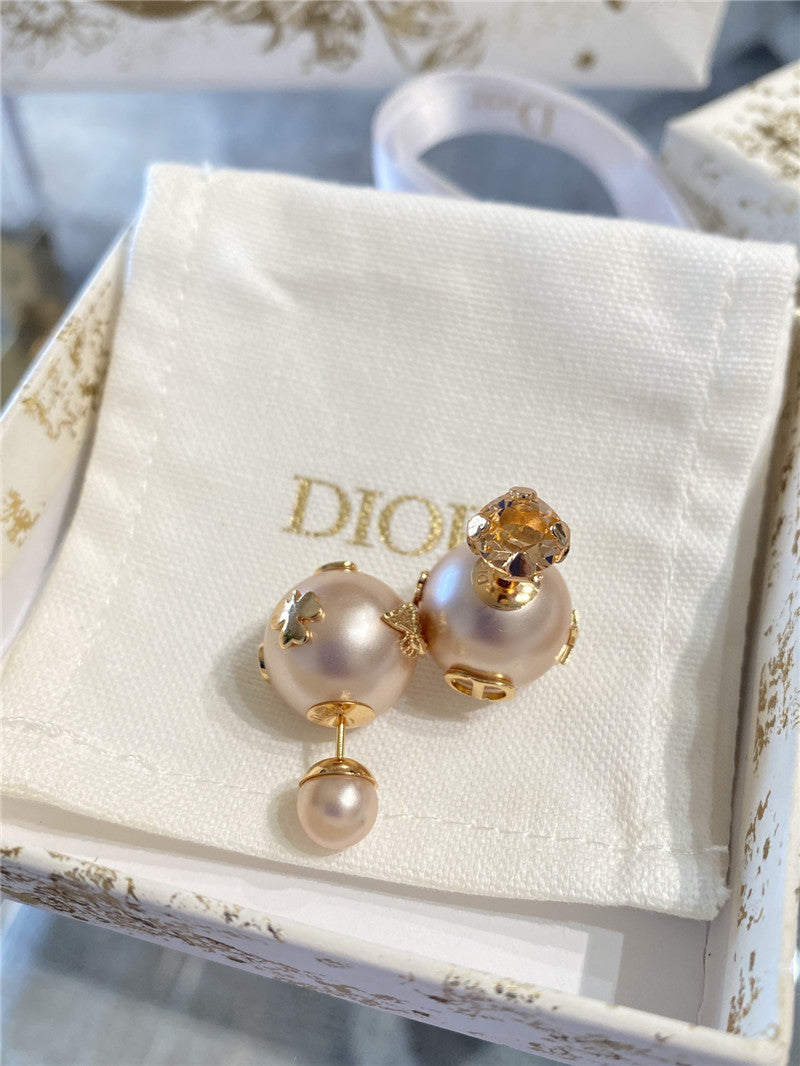High Quality Luxury Dior New Pink Pearl Crystal Earrings product detail