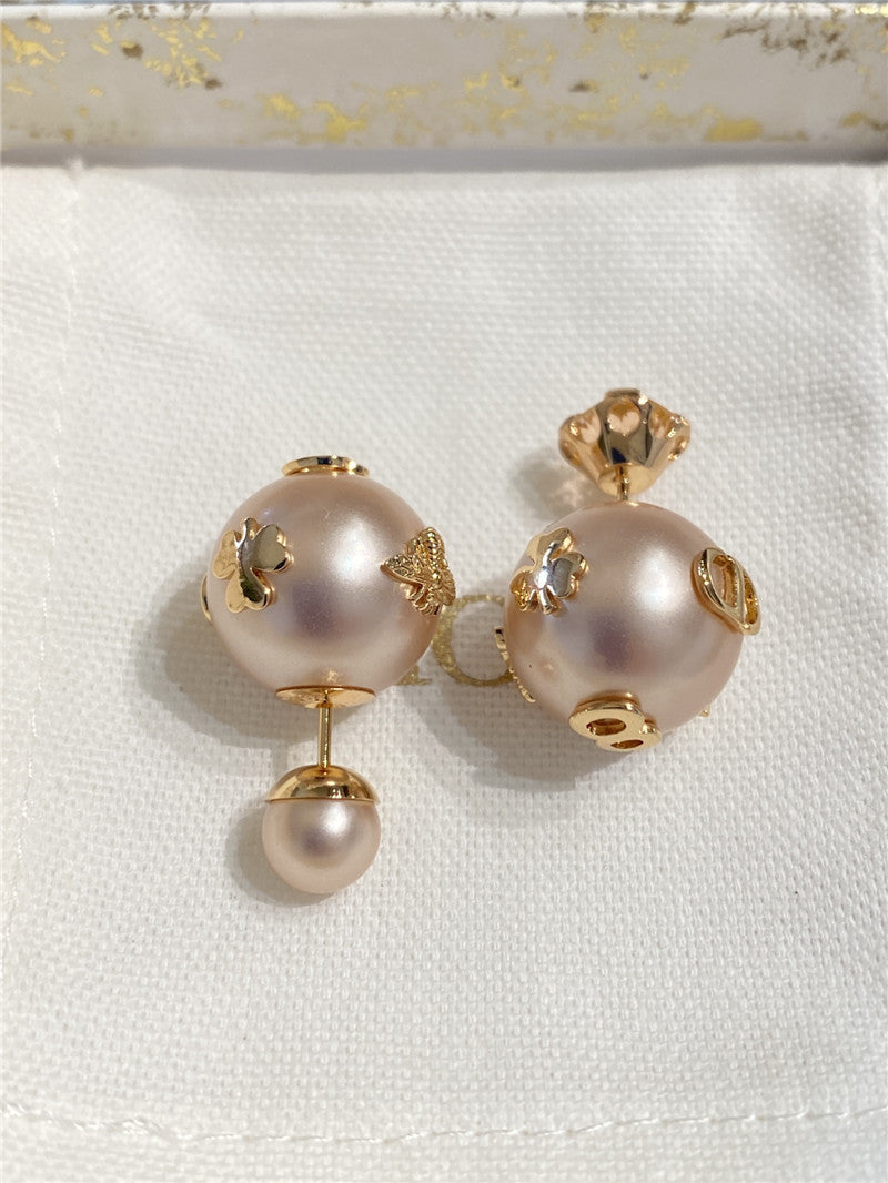 High Quality Luxury Dior New Pink Pearl Crystal Earrings product detail