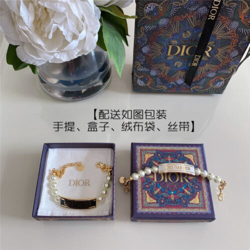 High Quality Luxury Dior D Letter Brand Pearl Bracelet