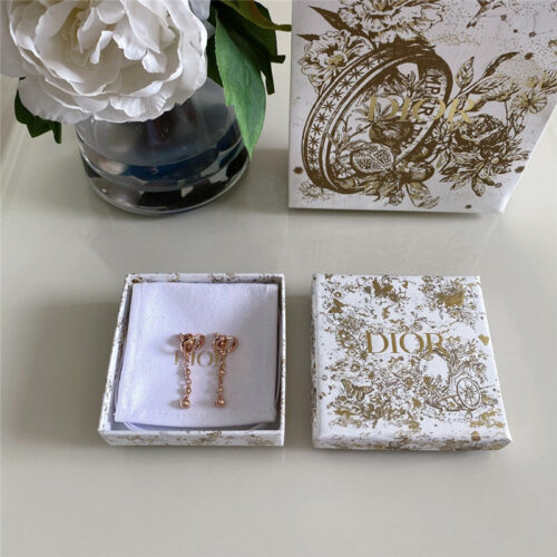 High Quality Luxury Dior Rose Gold Ball Star Earrings