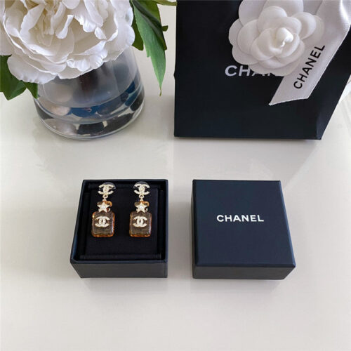 High Quality Luxury Chanel Rock Sugar Perfume Bottle Earrings