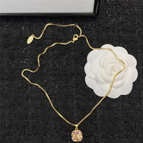 High Quality Luxury Valentino Swarovski Pink Diamond Necklace product detail