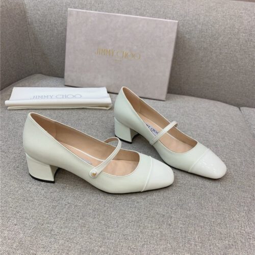 High Quality Luxury Jimmy Choo New Thick Heel Mary Jane Shoes