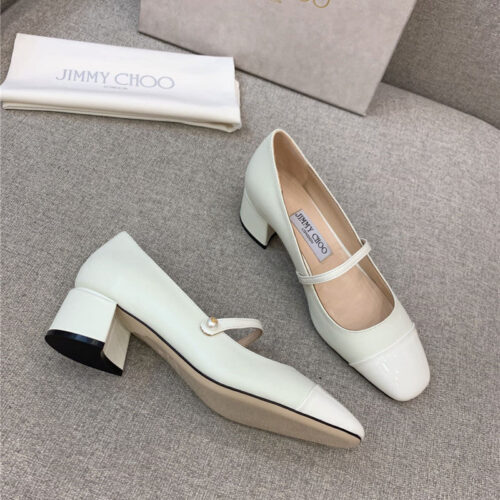 High Quality Luxury Jimmy Choo New Thick Heel Mary Jane Shoes product detail