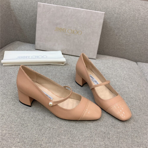 High Quality Luxury Jimmy Choo New Thick Heel Mary Jane Shoes – Style 63415