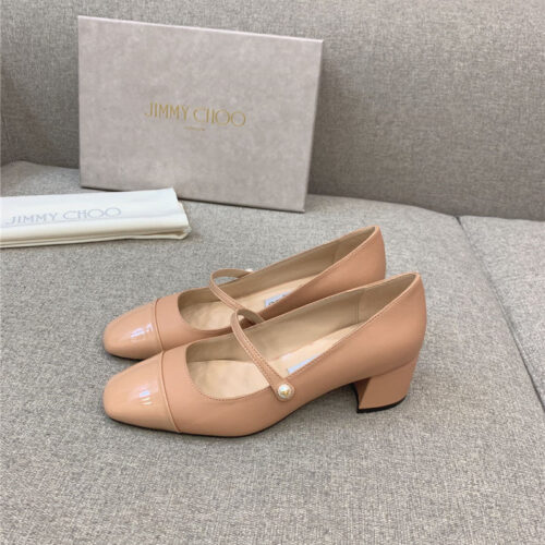 High Quality Luxury Jimmy Choo New Thick Heel Mary Jane Shoes – Style 63415 product detail
