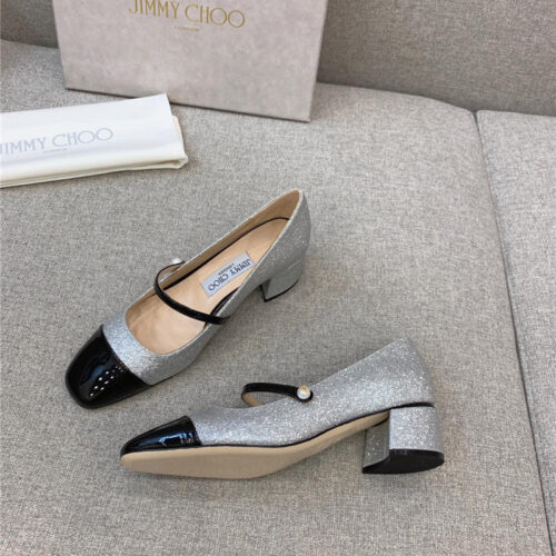 High Quality Luxury Jimmy Choo New Thick Heel Mary Jane Shoes – Style 94487 product detail