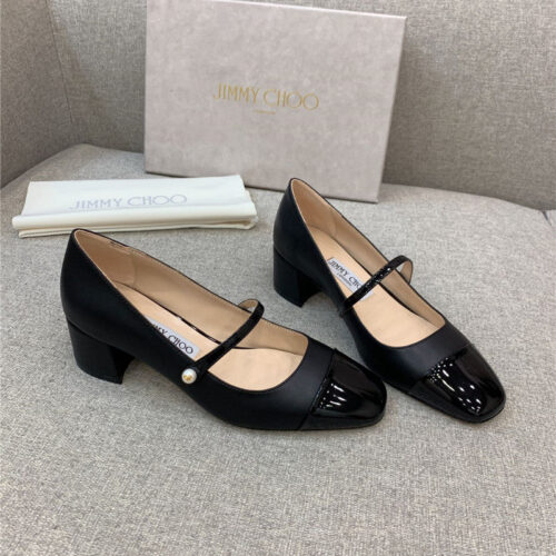High Quality Luxury Jimmy Choo New Thick Heel Mary Jane Shoes – Style 25559