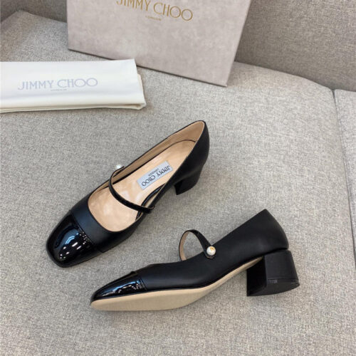 High Quality Luxury Jimmy Choo New Thick Heel Mary Jane Shoes – Style 25559 product detail