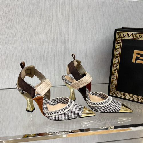 High Quality Luxury Fendi Classic Houndstooth Jacquard Pumps – Style 25907