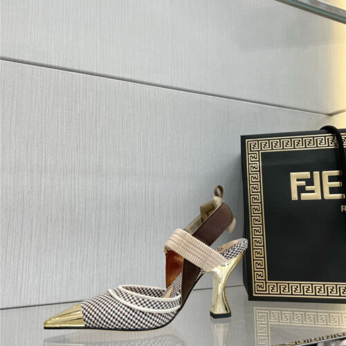High Quality Luxury Fendi Classic Houndstooth Jacquard Pumps – Style 25907 product detail